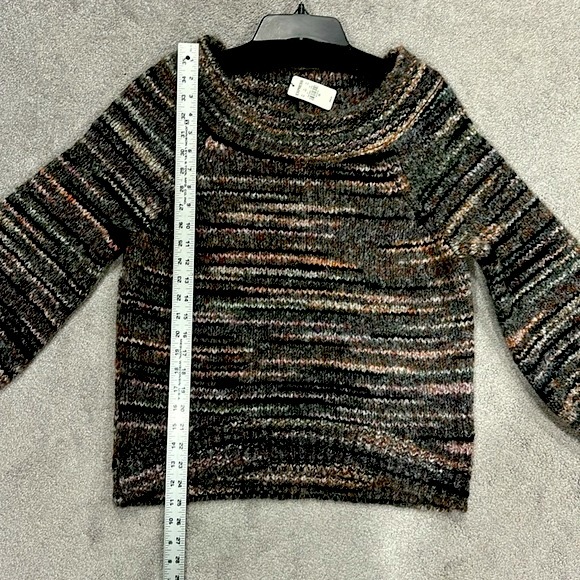 Express Oversized Heather Gray Black Boat Neck Wool Blend Knit Pullover Sweater - Picture 8 of 9